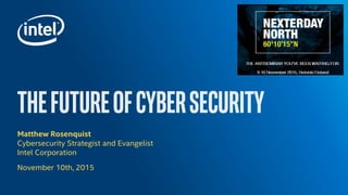 Matthew Rosenquist
Cybersecurity Strategist and Evangelist
Intel Corporation
November 10th, 2015
 