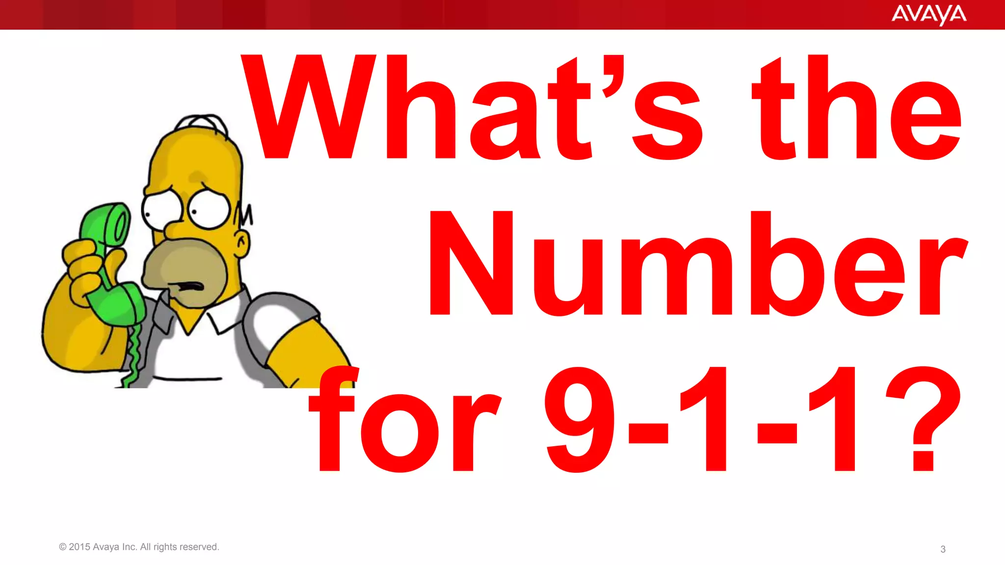 © 2015 Avaya Inc. All rights reserved. 3
What’s the
Number
for 9-1-1?
 
