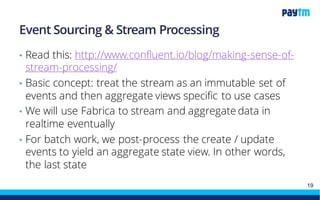DFAI = Direct-From-App-Ingest
• Market-order
• order/invoice: sales_order_invoice table
• create
• updateAddress
• order/order : sales_order table
• create
• update
• order/payment: sales_order_payment table
• create
• insertUpdateExisting
• update
• order/item:sales_order_item table
• create
• update
• order/address: sales_order_address table
• create
• updateAddress
• order/return_fulfillment: sales_order_return table
• create
• update
• order/refund: sales_order_refund table
• create
• update
Order/invoice schema example:
{ "namespace" : "com.paytm",
"name": "order_invoice_value",
"type": "record",
"fields": [ { "name": "tax_amount", "type": unitSchemas.nullLong},
{ "name": "surchange_amount", "type": unitSchemas.nullLong.name},
{ "name": "subtotal", "type":unitSchemas.nullLong.name},
{ "name": "subtotal_incl_tax", "type":unitSchemas.nullLong.name},
{ "name": "fulfillment_id", "type":unitSchemas.nullLong.name},
{ "name": "created_at", "type": unitSchemas.str} ]
}
19
 