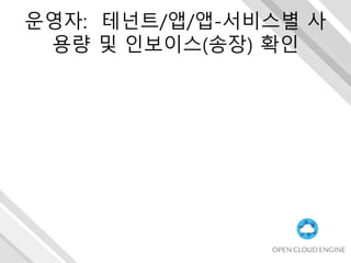 운영자: 테넌트/앱/앱-서비스별 사
용량 및 인보이스(송장) 확인
 