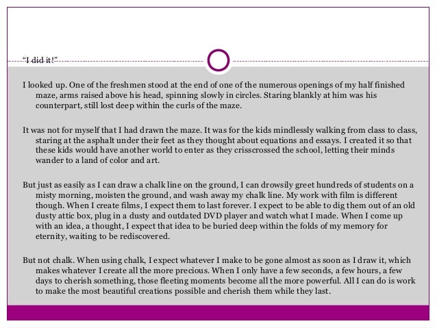 College application essay art school
