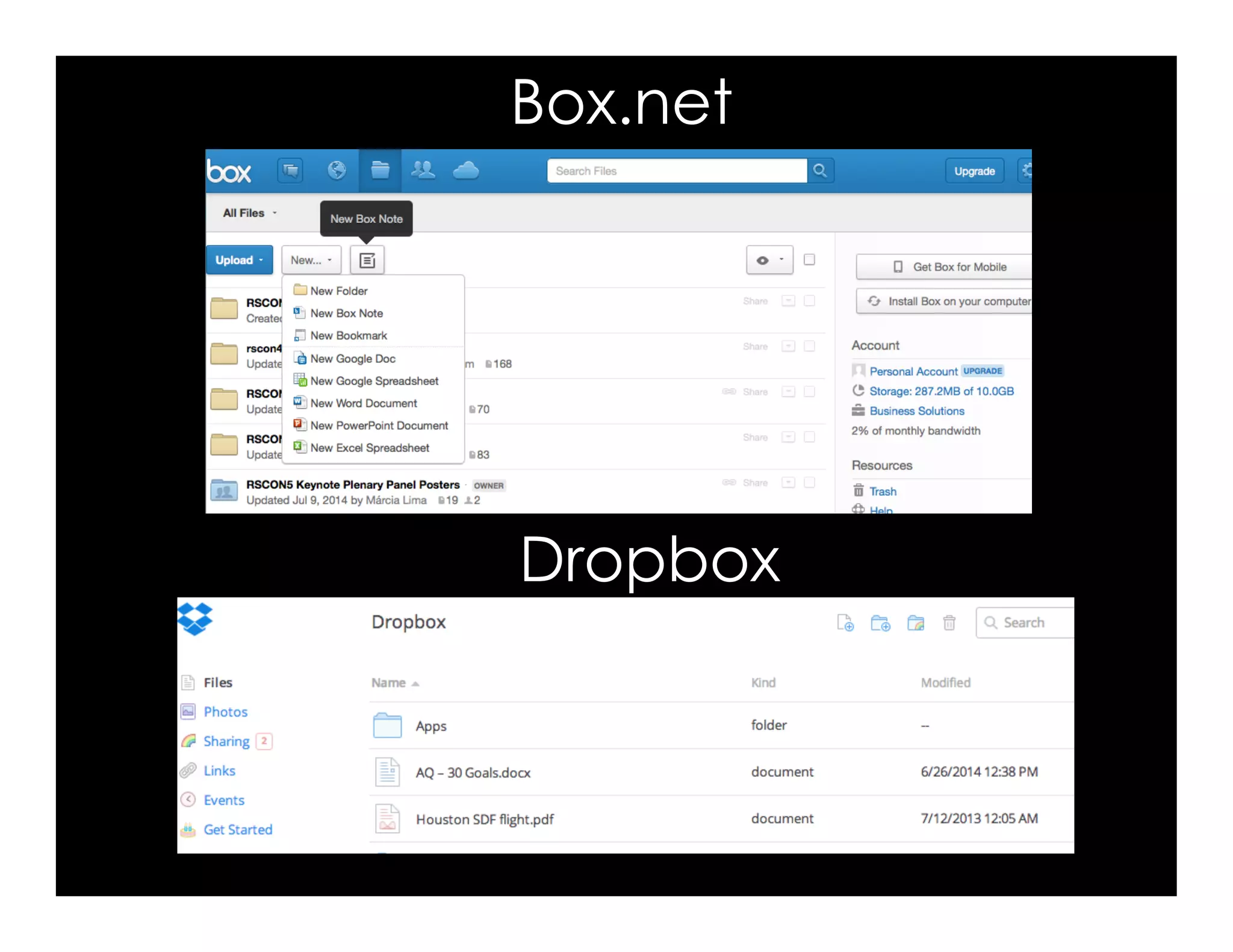 Box.net
Dropbox