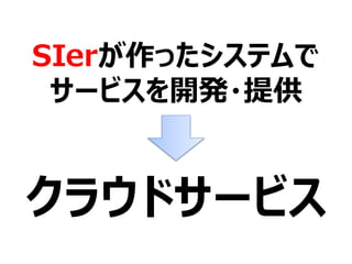 クラウドサービス
SIerが作ったシステムで
サービスを開発・提供
 