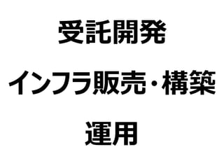 受託開発
インフラ販売・構築
運用
 