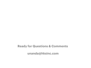 Ready for Questions & Comments
unanda@hksinc.com
 