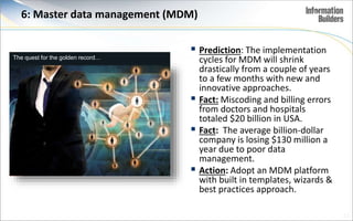 6: Master data management (MDM)
12
The quest for the golden record…
 Prediction: The implementation
cycles for MDM will s...