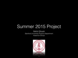 Summer 2015 Project
Nikhil Ghosh
Stanford University Physics Department
Kasevich Group
1
 