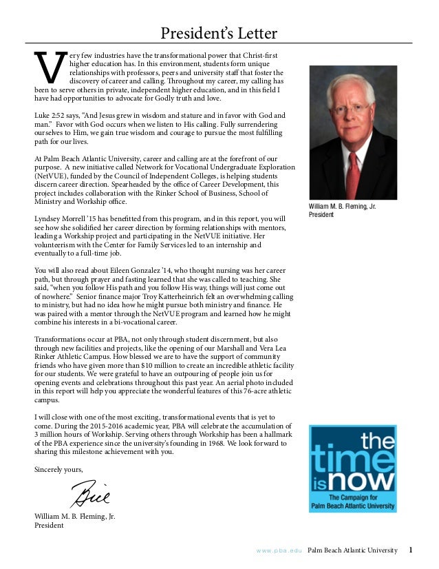 the presidents report 2014 2015 palm beach atlantic university palm beach letter reviews