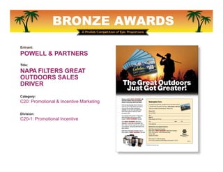 BRONZE AWARDS
Entrant:
POWELL & PARTNERS
Title:
A CHILD'S PLACE SWINE
EVENING FUNDRAISING
EVENT
Category:
C21: Sponsorship...