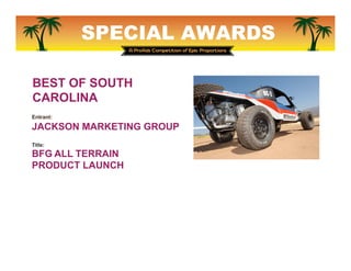 SPECIAL AWARDS
B2B MARKETER OF THE YEAR	
  
AN INDIVIDUAL AWARD REQUIRING NOMINATION, JUDGES
DETERMINE THE B2B MARKETER OF...