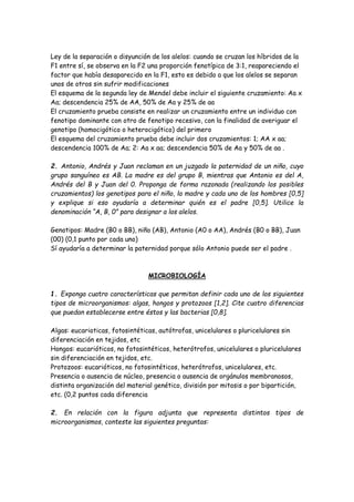Biología PAU Andalucía 2015 propuestas | PDF