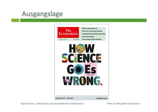 21
Ausgangslage
Open Access - Zukunft des wissenschaftlichen Publizierens? Prof. Dr. Alexander Grossmann
 