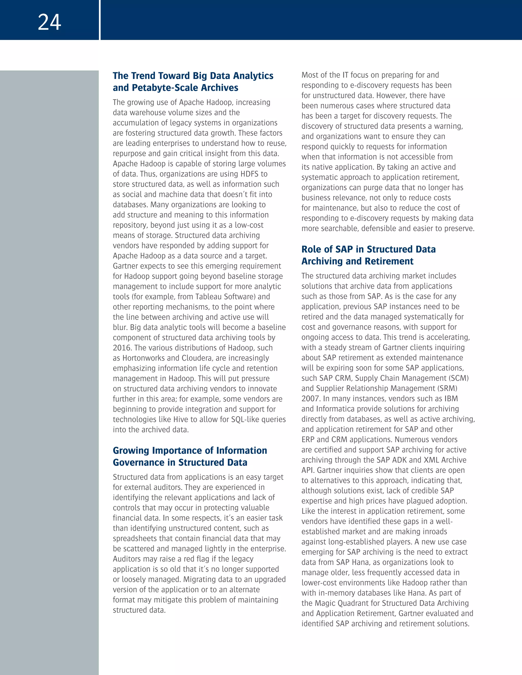 Enterprise Archiving with Apache Hadoop Featuring the 2015 Gartner