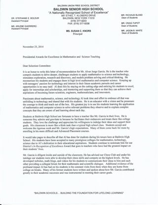 2015 PAEMST BALDWIN RECOMMENDATION