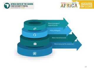 28
More coverage of
regional prices
More interactive tools
Policy dialogues
More resources for researches
 
