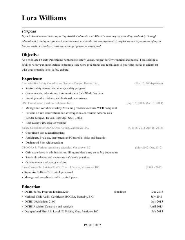 resume page number