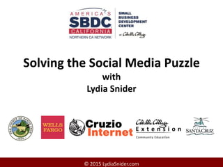 © 2015 LydiaSnider.com
Solving the Social Media Puzzle
with
Lydia Snider
 