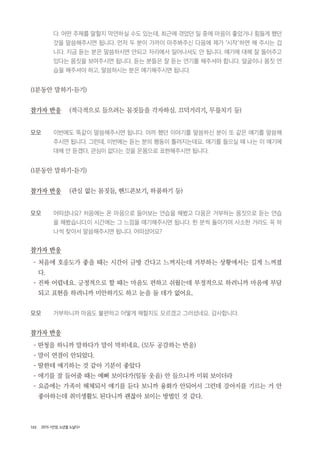 102 2015 <안양, 노년을 노닐다>
다. 어떤 주제를 말할지 막연하실 수도 있는데, 최근에 겪었던 일 중에 마음이 좋았거나 힘들게 했던
것을 말씀해주시면 됩니다. 먼저 두 분이 가까이 마주봐주신 다음에 제가 "시작"하면 해 주시는 겁
니다. 지금 듣는 분은 말씀하시면 안되고 자리에서 일어나셔도 안 됩니다. 얘기에 대해 잘 들어주고
있다는 몸짓을 보여주시면 됩니다. 듣는 분들은 잘 듣는 연기를 해주셔야 합니다. 얼굴이나 몸짓 연
습을 해주셔야 하고, 말씀하시는 분은 얘기해주시면 됩니다.
(1분동안 말하기-듣기)
참가자 반응 (적극적으로 들으려는 몸짓들을 각자하심. 끄덕거리기, 무릎치기 등)
모모 이번에도 똑같이 말씀해주시면 됩니다. 아까 했던 이야기를 말씀하신 분이 또 같은 얘기를 말씀해
주시면 됩니다. 그런데, 이번에는 듣는 분의 행동이 틀려지는데요. 애기를 들으실 때 나는 이 얘기에
대해 안 듣겠다, 관심이 없다는 것을 온몸으로 표현해주시면 됩니다.
(1분동안 말하기-듣기)
참가자 반응 (관심 없는 몸짓들, 핸드폰보기, 하품하기 등)
모모 어떠셨나요? 처음에는 온 마음으로 들어보는 연습을 해봤고 다음은 거부하는 몸짓으로 듣는 연습
을 해봤습니다.이 시간에는 그 느낌을 얘기해주시면 됩니다. 한 분씩 돌아가며 사소한 거라도 꼭 하
나씩 찾아서 말씀해주시면 됩니다. 어떠셨어요?
참가자 반응
- 처음에 호응도가 좋을 때는 시간이 금방 간다고 느껴지는데 거부하는 상황에서는 길게 느껴졌
다.
- 진짜 어렵네요. 긍정적으로 할 때는 마음도 편하고 쉬웠는데 부정적으로 하려니까 마음에 부담
되고 표현을 하려니까 미안하기도 하고 눈을 둘 데가 없어요.
모모 거부하니까 마음도 불편하고 어떻게 해할지도 모르겠고 그러셨네요. 감사합니다.
참가자 반응
- 딴청을 하니까 말하다가 말이 막히네요. (모두 공감하는 반응)
- 말이 연결이 안되었다.
- 딸한테 얘기하는 것 같아 기분이 좋았다
- 애기를 잘 들어줄 때는 예뻐 보이다가(일동 웃음) 안 들으니까 미워 보이더라
- 요즘에는 가족이 해체되서 얘기를 듣다 보니까 융화가 안되어서 그런데 강아지를 기르는 거 안
좋아하는데 취미생활도 된다니까 괜찮아 보이는 방법인 것 같다.
 