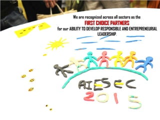 We are recognized across all sectors as the
FIRST CHOICE PARTNERSFIRST CHOICE PARTNERS
for our ABILITY TO DEVELOP RESPONSIBLE AND ENTREPRENEURIALABILITY TO DEVELOP RESPONSIBLE AND ENTREPRENEURIAL
LEADERSHIPLEADERSHIP.
 
