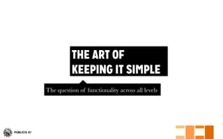 THE ART OF
KEEPING IT SIMPLE
The question of effectiveness at all levels 
 