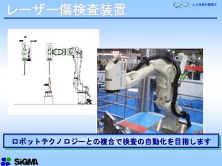 人と技術の無限大
レーザー傷検査装置
ロボットテクノロジーとの複合で検査の自動化を目指します
 