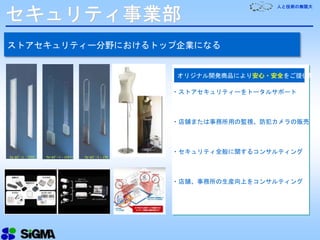 人と技術の無限大
ｳｫｰﾙｹﾞｰﾄ・ｸﾗｳﾃﾞｨ ｳｫｰﾙｹﾞｰﾄ・ｽｹﾙﾄﾝ ｳｫｰﾙｹﾞｰﾄ・ﾒﾀﾙ
セキュリティ事業部
ストアセキュリティー分野におけるトップ企業になる
・ストアセキュリティーをトータルサポート
・店舗または事務所用の監視、防犯カメラの販売
・セキュリティ全般に関するコンサルティング
・店舗、事務所の生産向上をコンサルティング
オリジナル開発商品により安心・安全をご提供!!
 