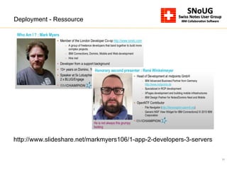 31
Deployment - Ressource
http://www.slideshare.net/markmyers106/1-app-2-developers-3-servers
 