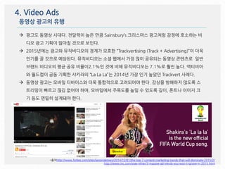 4. Video Ads
동영상 광고의 유행
*출처 : http://www.forbes.com/sites/jaysondemers/2014/12/01/the-top-7-content-marketing-trends-that-...