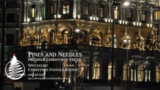 Pines and Needles
PREMIER CHRISTMAS TREES
Specialist
Christmas Installations
0203 384 9420
specialist@pinesandneedles.com
 