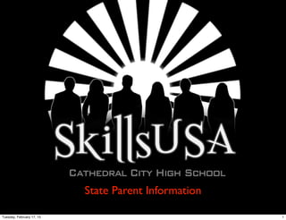 Parent Information
SkillsUSA California State Skill and Leadership Conference
March31st - April 3rd
Town & Country Resort, San Diego, CA
 