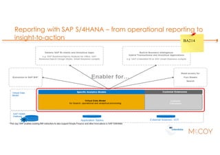 Reporting with SAP S/4HANA – from operational reporting to
insight-to-action BA214
 