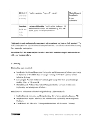 Design Thinking and Innovation Course Syllabus | PDF | Homework and ...