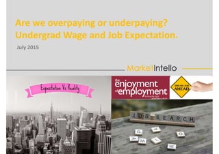 Are we overpaying or underpaying?
Undergrad Wage and Job Expectation.
July 2015
 