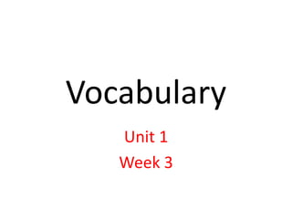 Vocabulary
Unit 1
Week 3
 