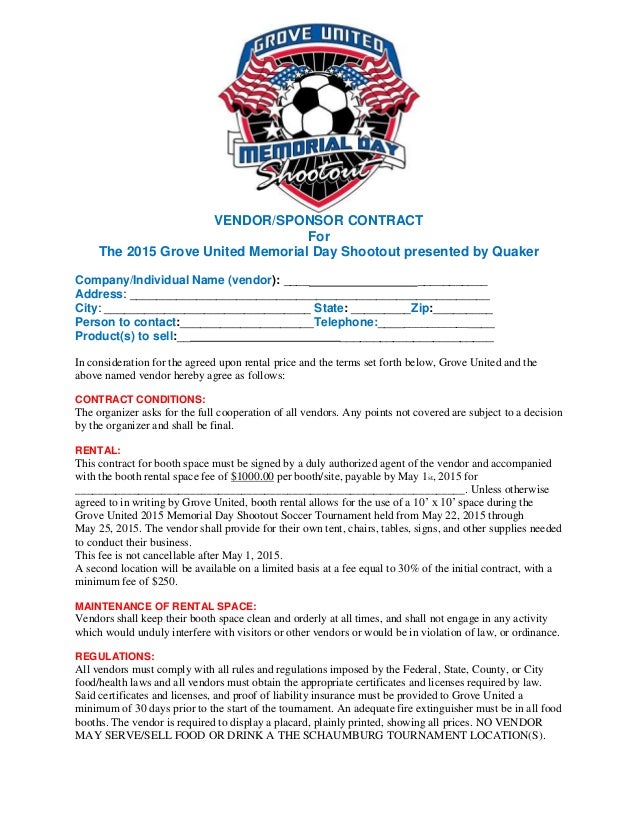 grove united vendor sponsor contract sponsorship contract