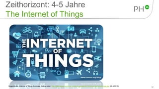 Zeithorizont: 4-5 Jahre
The Internet of Things
32SogentiLabs. internet of things Archives. Online unter: http://labs.sogeti.com/wp-content/uploads/2015/02/theinternetofthings.jpg (28.4.2015).
 