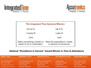 National “Excellence in Service” Award Winner in Time & Attendance
 