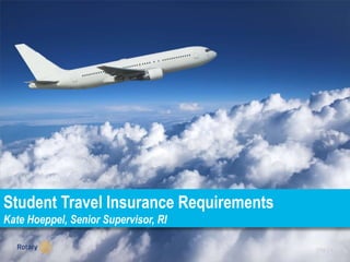 TITLE | 1
Student Travel Insurance Requirements
Kate Hoeppel, Senior Supervisor, RI
 