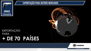 EXPORTAÇÃO PARA OUTROS MERCADOS
EXPORTAÇÃO
PARA
+ DE 70 PAÍSES
ARMAS
& Acessórios
 