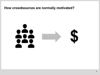 How crowdsources are normally motivated?
4
$
 