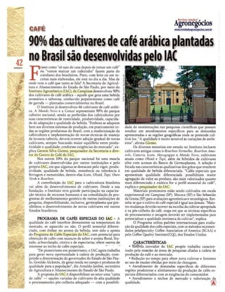 90% das cultivares de café arábica plantadas no Brasil são desenvolvidas pelo IAC