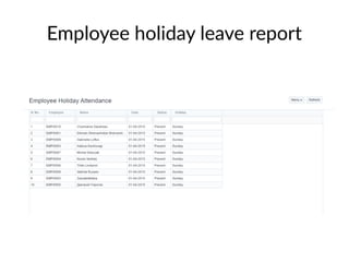 Employee holiday leave report
 