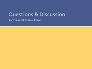 Questions & Discussion
Commonwealth Commitment
10
 