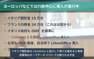 `åѤʤɤǤĤˌ뤬M

ꥢʡ 15 ̨

եڄʡ 24 ̨ǰ飩

ꥹ ODF ˜ʤ
C Collabora Ȥs LibreOffice 

̨ ODF M LibreOffice 

֥饸ʤɤǤ⤵󥤥ꥢʡ LibreItalia ȅfƌMȰk
ɹϥ`ץǩ` (CC0) ǹ_趨
 