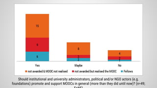 Should institutional and university administrators, political and/or NGO actors (e.g.
foundations) promote and support MOOCs in general (more than they did until now)? (n=49;
 