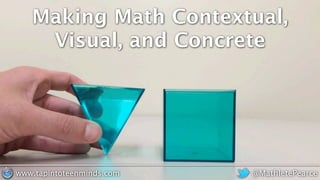 Making Math Contextual,
Visual, and Concrete
@MathletePearcewww.tapintoteenminds.com
 