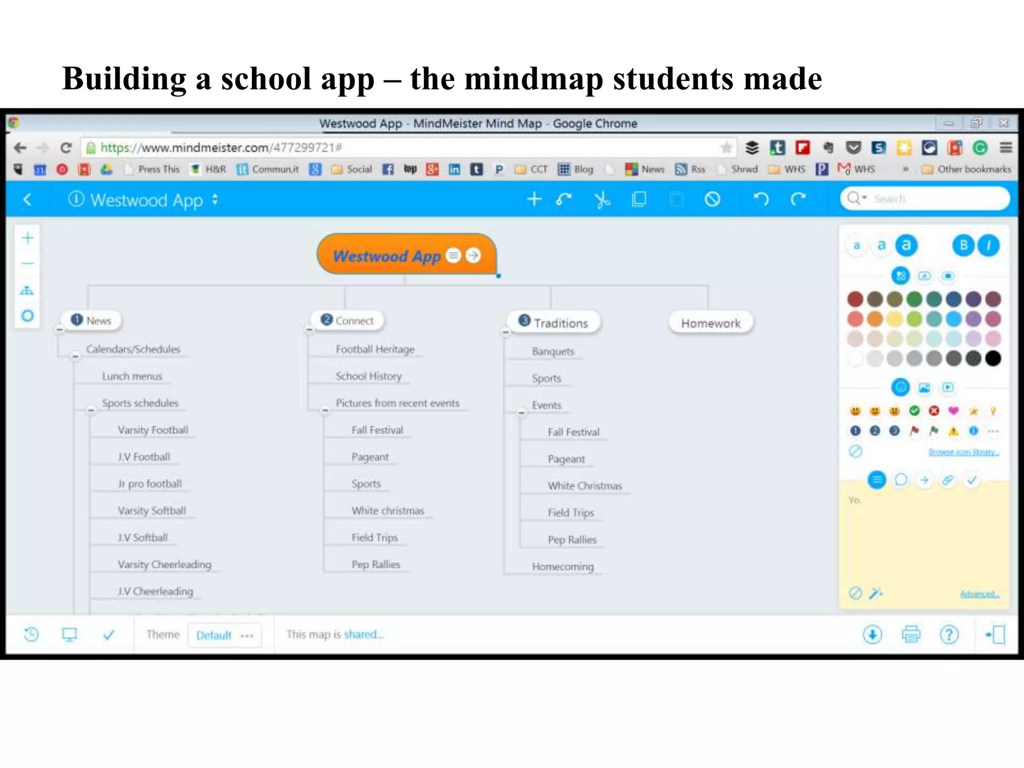 Building a school app – the mindmap students made
 