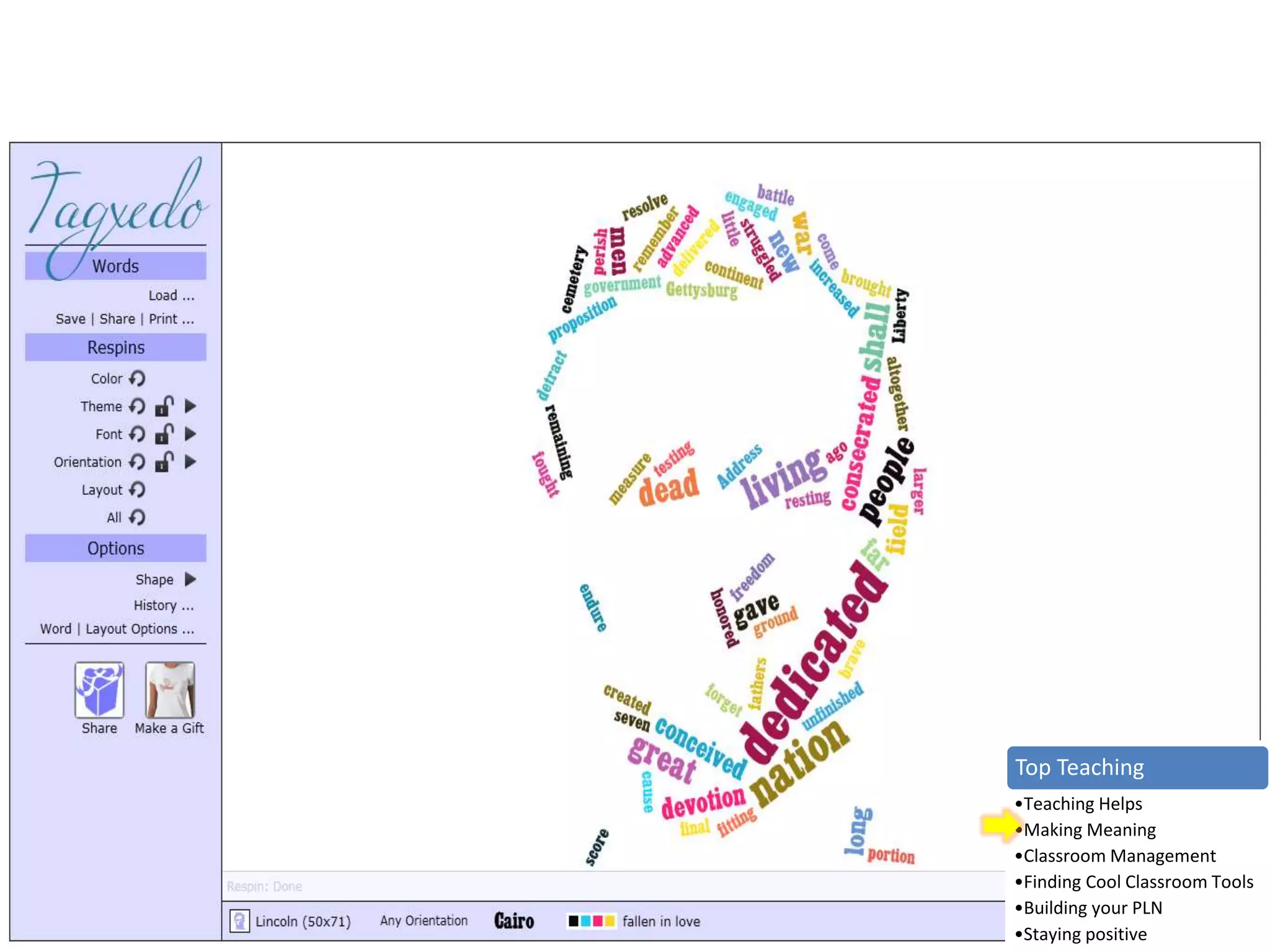 Top Teaching
•Teaching Helps
•Making Meaning
•Classroom Management
•Finding Cool Classroom Tools
•Building your PLN
•Staying positive
 