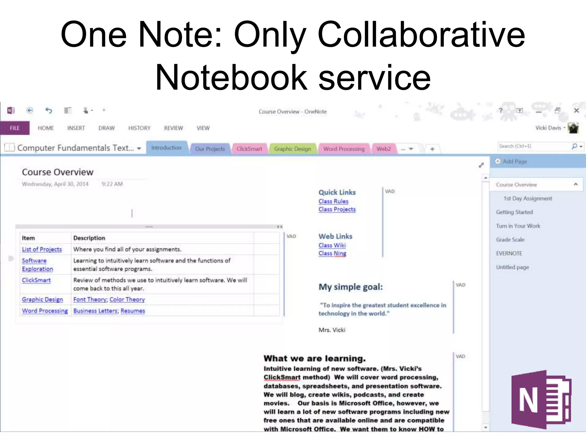 One Note: Only Collaborative
Notebook service
 