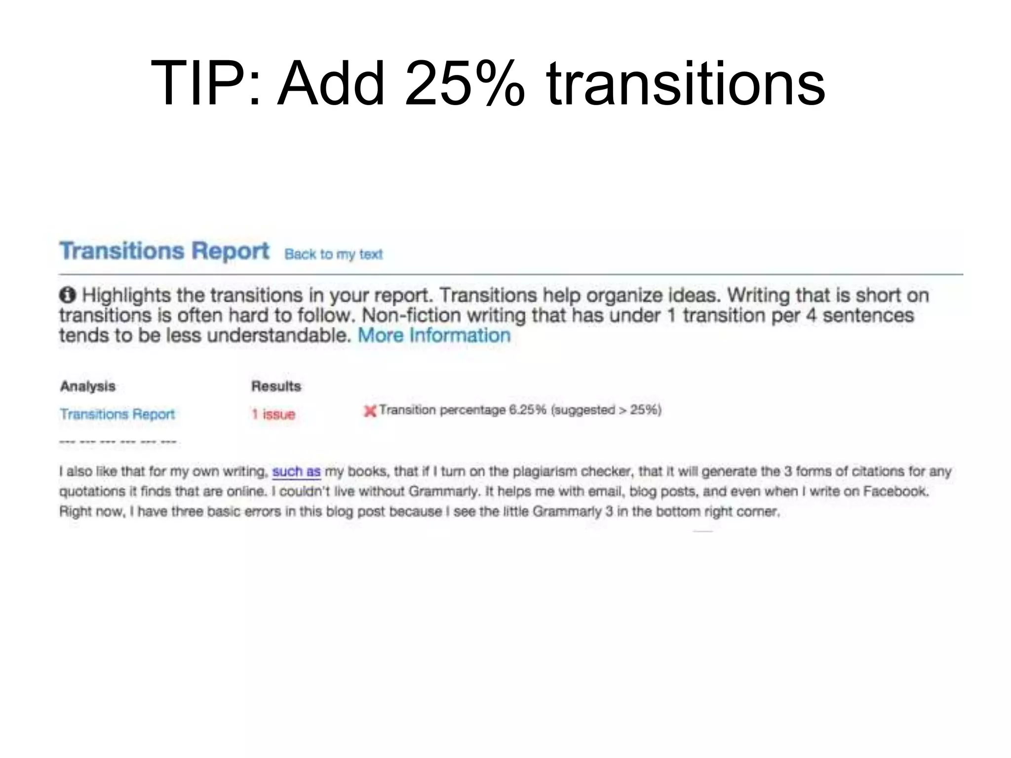 TIP: Add 25% transitions
 